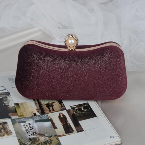 Velvet Evening Clutch Bag Sparkly Sequins Formal Party Handbag for Women main image 8